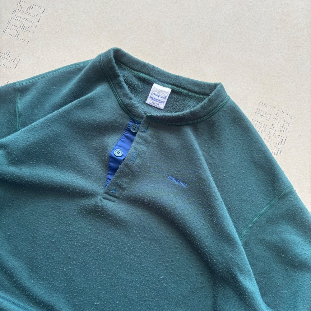Vintage Patagonia Capilene Henley Fleece Pullover Green